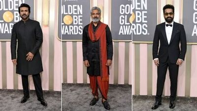 Golden Globe Awards 2023: Ram Charan, SS Rajamouli, and Jr NTR on the red carpet