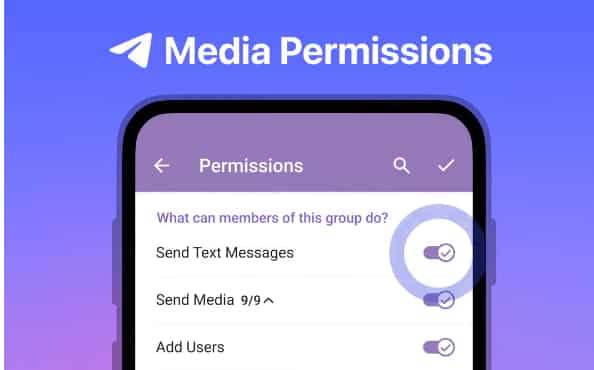 Granular media permissions: గ్రూప్‍లోని సభ్యులు ఎలాంటి మీడియా టైప్స్ పోస్ట్ చేయవచ్చో ఈ ఫీచర్ ద్వారా అడ్మిన్ కంట్రోల్ చేయగలరు. ఫొటోలు, వీడియోలు, వాయిస్ లాంటి 9 మీడియా టైప్స్ ఇందులో ఉంటాయి. ఉదాహరణకు ఈ ఫీచర్‌లో వీడియో పర్మిషన్‍ను అడ్మిన్ డిసేబుల్ చేస్తే ఆ గ్రూప్‍లో మెంబర్లు వీడియోలు పోస్ట్ చేయలేరు.
