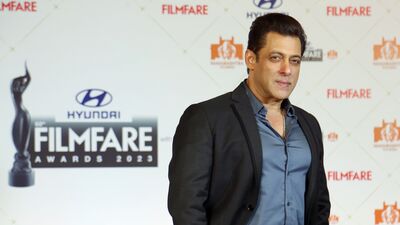 Mumbai, Apr 06 (ANI): Bollywood actor Salman Khan poses for photos as he attends the press conference for the 68th ‘Filmfare Awards 2023’, in Mumbai on Wednesday. (ANI Photo)