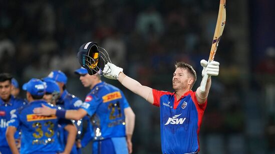 New Delhi: Delhi Capitals batter David Warner during the IPL 2023 cricket match between Delhi Capitals and Mumbai Indians, at the Arun Jaitley Stadium in New Delhi, Tuesday, April 11, 2023. (PTI Photo/Ravi Choudhary)(PTI04_11_2023_000265B)