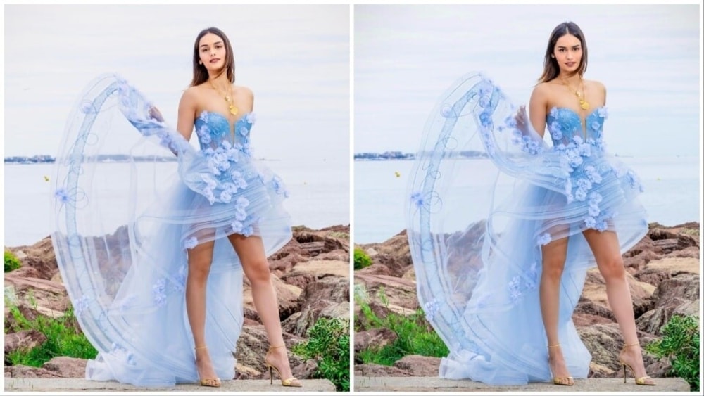 Manushi Chhillar at Cannes 2023: ఉల్లిపొర లాంటి దుస్తుల్లో మానుషి.. అందాలతో ఊరిస్తున్న మాజీ ప్రపంచ సుందరి-cannes 2023 manushi chhillar is gorgeous in strapless tulle gown with 3d floral elements