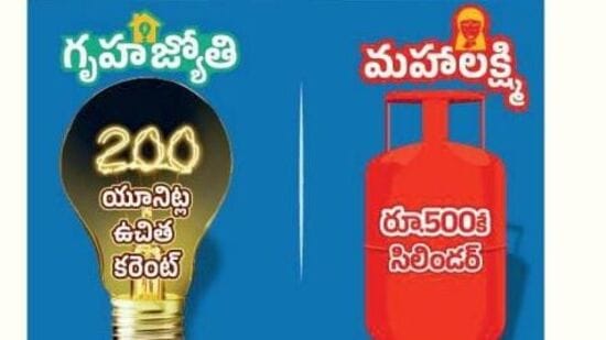 గృహజ్యోతి : ఈ స్కీమ్ కింద 200 యూనిట్ల ఉచితంగా కరెంట్ ఇవ్వనుంది ప్రభుత్వం.మహాలక్ష్మి : ఈ స్కీమ్ లో భాగంగా రూ. 500కే గ్యాస్ అందించనుంది.