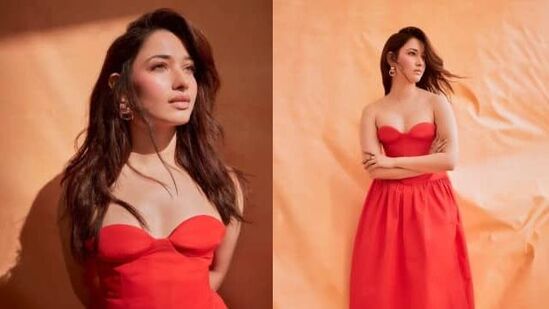 Tamannaah Bhatia Hot Pics: తమన్నా భాటియా మరోసారి తన ఘాటు అందాలు చూపించింది. తాజాగా ఆరెంజ్ కలర్ గౌన్ లో తాను చేసిన ఫొటో షూట్ ను అభిమానులతో ఇన్‌స్టాగ్రామ్ లో పంచుకుంది.