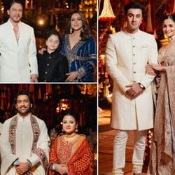 <p>Celebrities at Ambanis Wedding: అనంత్ అంబానీ, రాధికా మర్చంట్ ప్రీవెడ్డింగ్ వేడుకల చివరి రోజు అయిన ఆదివారం (మార్చి 3) సెలబ్రిటీలు షారుక్ ఖాన్, ధోనీ, రణ్‌బీర్ ఆలియా దంపతులు, అనన్య పాండే, రజనీకాంత్ లాంటి వాళ్లంతా సాంప్రదాయ దుస్తుల్లో కనిపించారు.</p>