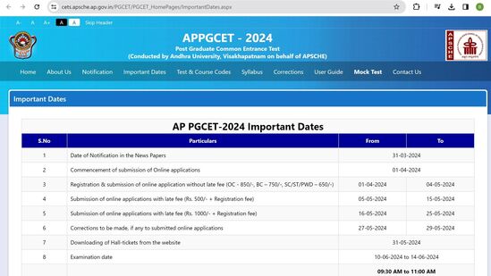 ఏపీ పీజీ కామన్ ఎంట్రన్స్‌ టెస్ట్ 2024 నోటిఫికేషన్ విడుదల