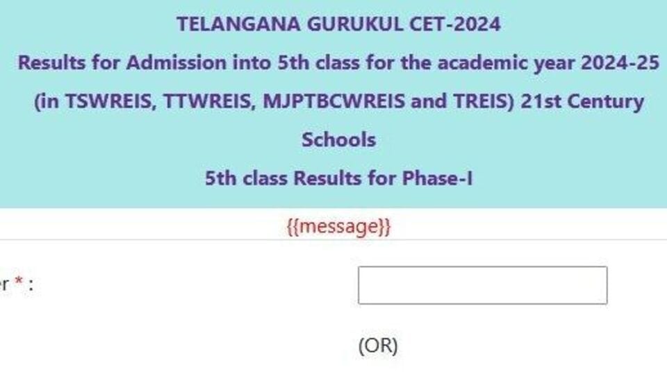 TS Gurukul CET Results 2024 గురుకుల 5వ తరగతి ప్రవేశాల ఫలితాలు