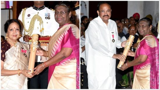 ప్రతిష్టాత్మక పౌర పురస్కారాలైన పద్మ అవార్డులను &nbsp;రాష్ట్రపతి ద్రౌపది ముర్ము మంగళవారం రాష్ట్రపతి భవన్ లో పురస్కార గ్రహీతలకు ప్రదానం చేశారు. ఈ కార్యక్రమానికి ప్రధాని మోదీ, కేంద్ర హోం మంత్రి అమిత్ షా తదితరులు హాజరయ్యారు ఈ జాబితాలో 132 మంది గ్రహీతలు ఉన్నారు,
