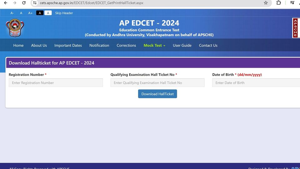 AP EdCET Halltickets ఏపీ ఎడ్‌ సెట్‌ హాల్‌ టిక్కెట్లు విడుదల, ఆన్‌లైన్