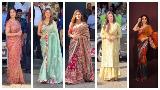 Celebrities Fashion: పండగల వేళ గ్లామర్ ప్రపంచంలో ఉండే బాలీవుడ్ తారలు కూడా సాంప్రదాయ చీరల్లో మెరిసిపోయారు. కత్రినా కైఫ్ నుంచి మాధురి దీక్షిత్ వరకు ఎంతో అందంగా ముస్తాబయ్యారు.