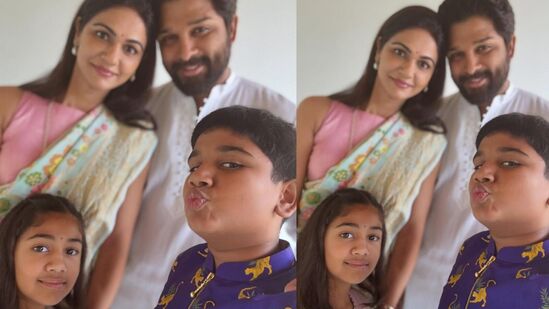 కుటుంబంతో కలిసి ఫొటోలు దిగారు అల్లు అర్జున్. ఈ ఫొటోలో అయాన్ కిస్ చేస్తున్నట్టుగా ఫేస్ పెట్టాడు.&nbsp;
