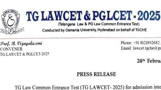 <p>తెలంగాణల లాసెట్, పీజీఎల్ సెట్ &nbsp;2025 &nbsp;నోటిఫికేషన్ విడుదలైంది. ఈ ఎంట్రెన్స్ పరీక్ష ద్వారా 2025-26 విద్యాసంవత్సరానికి న్యాయ విద్య కోర్సుల్లో ప్రవేశాలు కల్పించనున్నారు. తెలంగాణ ఉన్నత విద్యా మండలి తరపున ఉస్మానియా యూనివర్శిటీ ప్రవేశ పరీక్ష బాధ్యతలను చూడనుంది.&nbsp;</p>