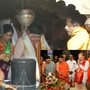వేములవాడలో పూజలు చేస్తున్న మంత్రి పొన్నం, ఇన్‌సెట్‌లో కేంద్రమంత్రి బండి సంజయ్