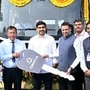 బస్సులను ప్రారంభిస్తున్న మంత్రి లోకేష్