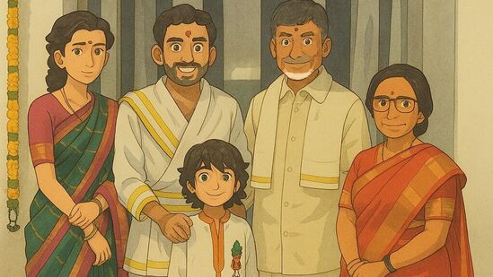 సీఎం చంద్రబాబు కుటుంబం జీబ్లీ ఆర్ట్ 