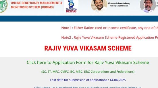 ఎస్సీ, ఎస్టీ, బీసీ, మైనారిటీ వర్గాల నిరుద్యోగ యువత కోసం తెలంగాణ ప్రభుత్వం "రాజీవ్ యువ వికాసం" పథకాన్ని తీసుకువచ్చిన సంగతి తెలిసిందే. రాయితీతో కూడిన స్వయం ఉపాధి రుణాలను మంజూరు చేయనుంది. 