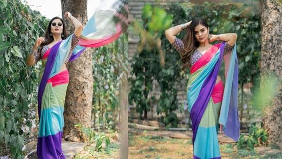 చీరలోనూ శ్రీముఖి ఇచ్చిన హాట్ పోజులు కుర్రకారు మతి పోగొడుతున్నాయి.