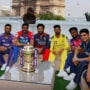 ఐపీఎల్ ట్రోఫీతో కెప్టెన్లు