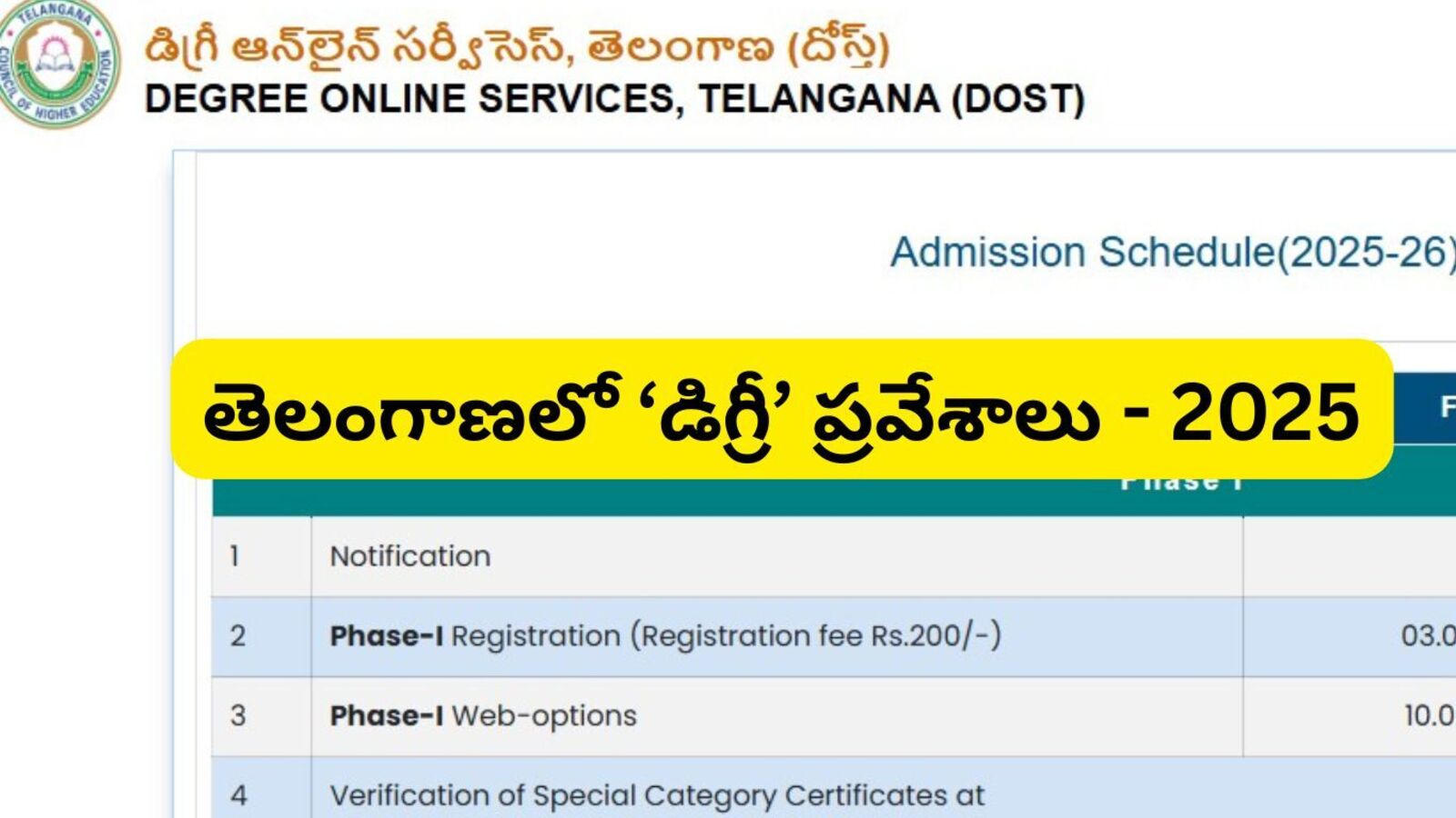 'దోస్త్' థర్డ్ ఫేజ్ సీట్లు కేటాయింపు - మీ అలాట్ మెంట్ ఇలా చెక్ చేసుకోండి