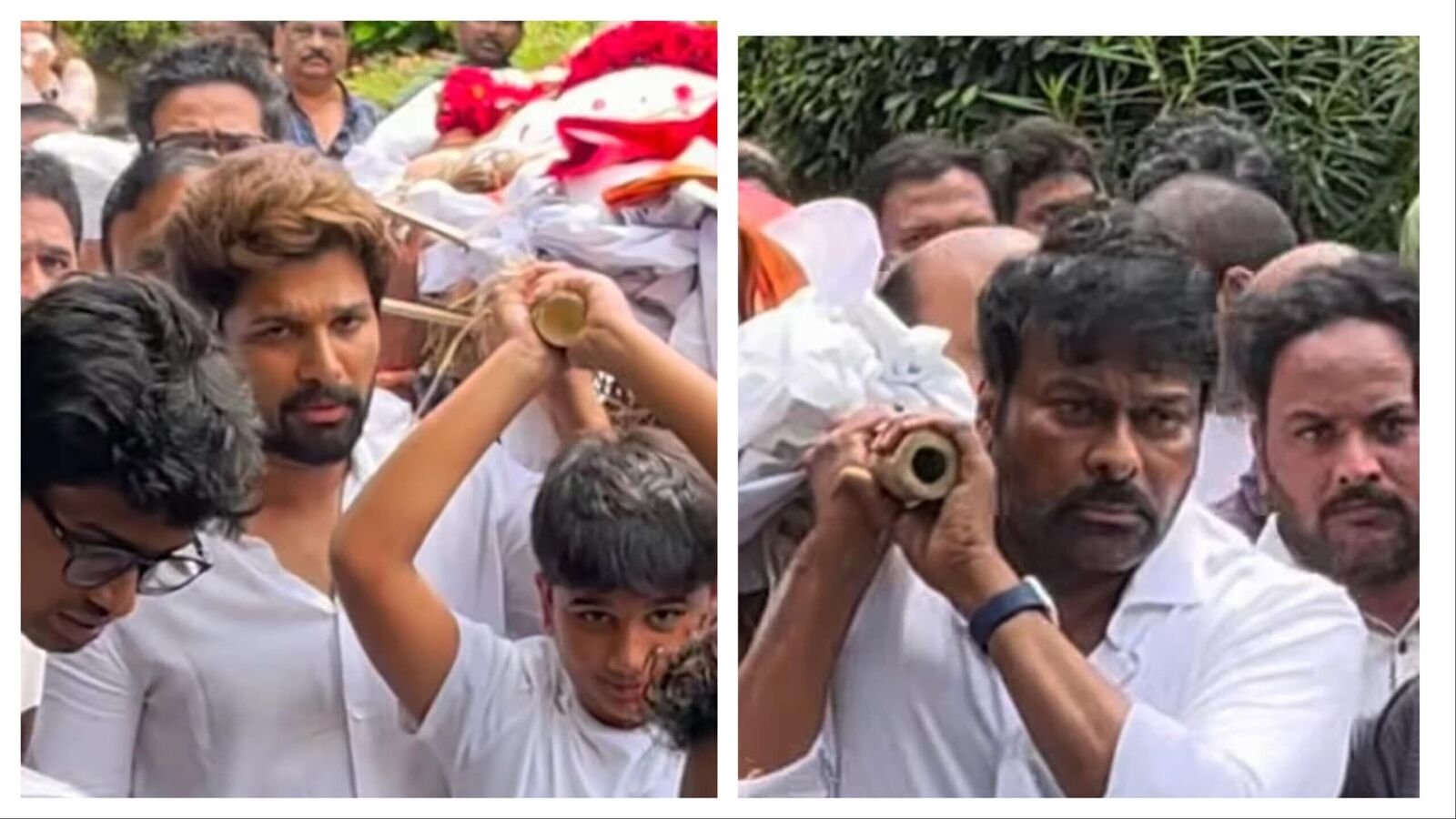 పాడె మోసిన చిరంజీవి, అల్లు అర్జున్, రామ్ చరణ్.. అల్లు కనకరత్నానికి కన్నీటి నివాళి.. వీడియో వైరల్